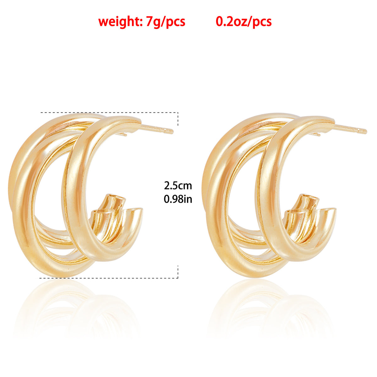 Triple Band Chunky C Hoop Earrings