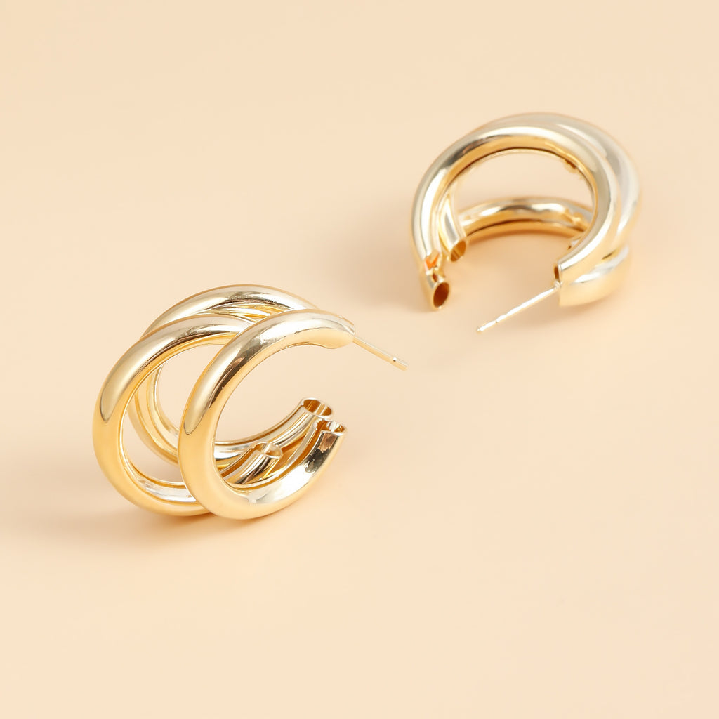 Triple Band Chunky C Hoop Earrings - view 3
