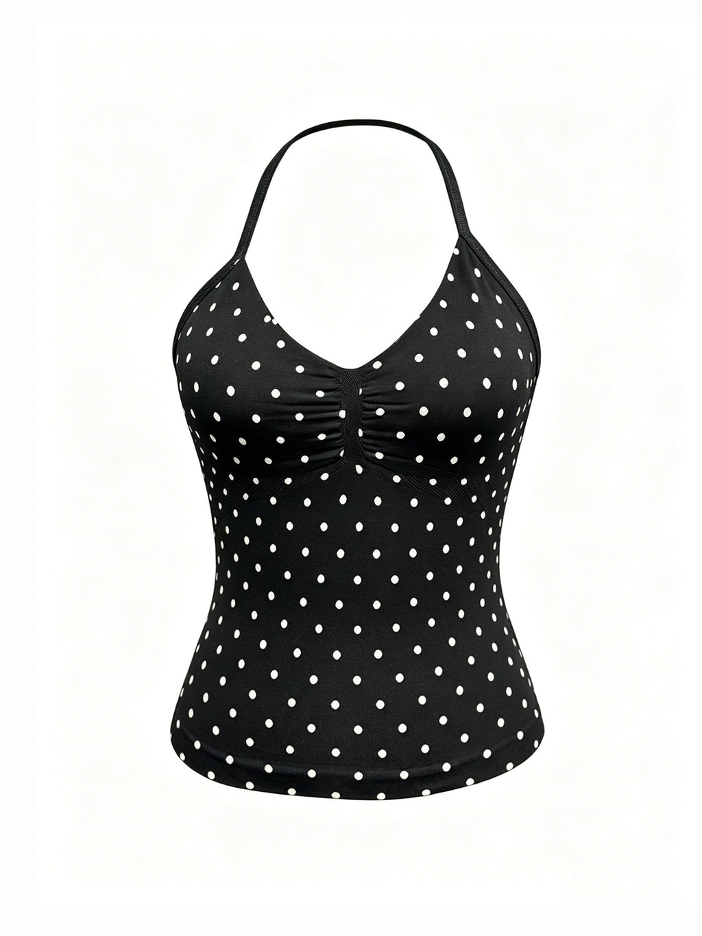 Polka Dot Scrunch Bike Shorts and Halter Tank - Top - 3