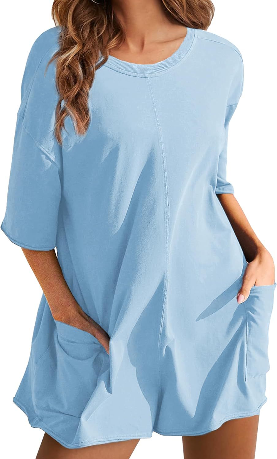 Low Back Short Sleeve Tee Romper - Sky