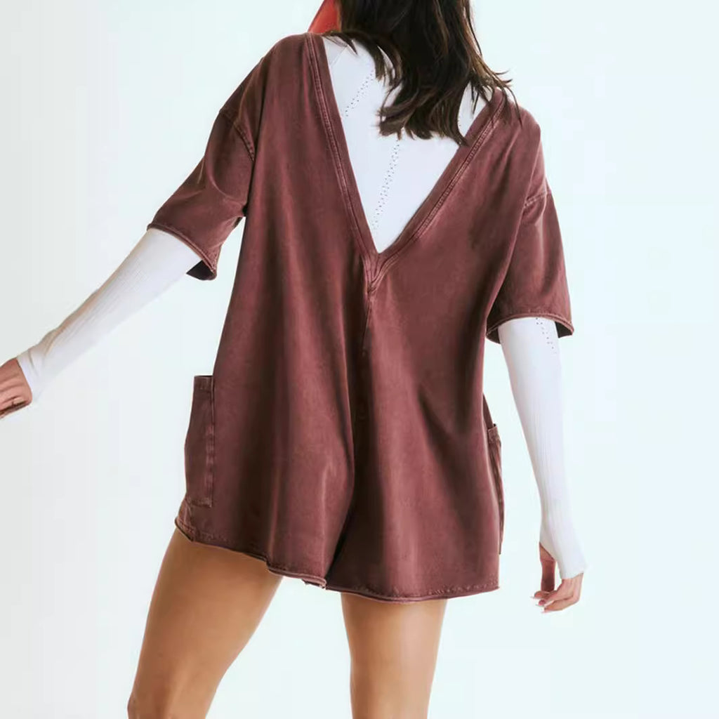 Low Back Short Sleeve Tee Romper
