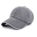 Washed Cotton Adjustable Baseball Cap Dad Hat - Grey