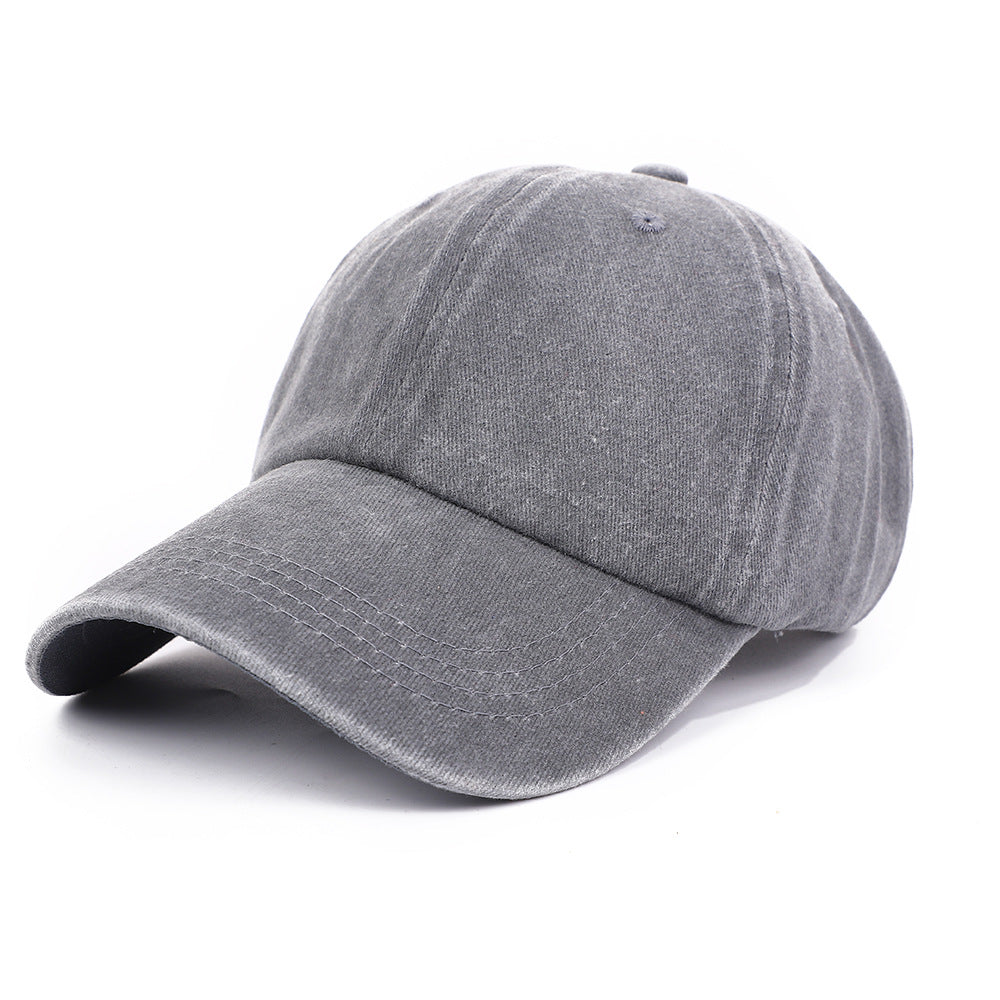 Washed Cotton Adjustable Baseball Cap Dad Hat - Grey