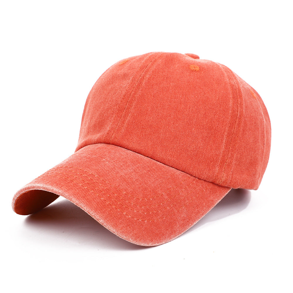 Washed Cotton Adjustable Baseball Cap Dad Hat - Orange
