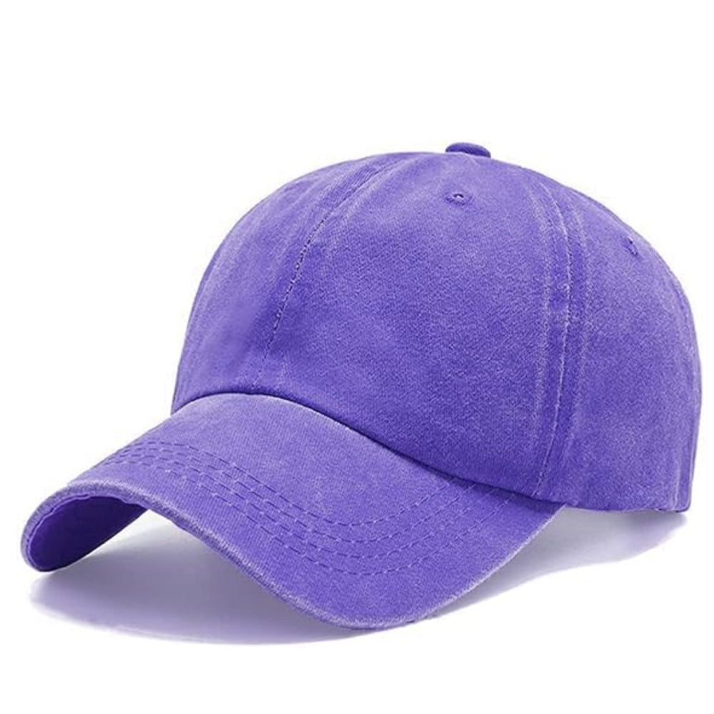 Washed Cotton Adjustable Baseball Cap Dad Hat - Purple