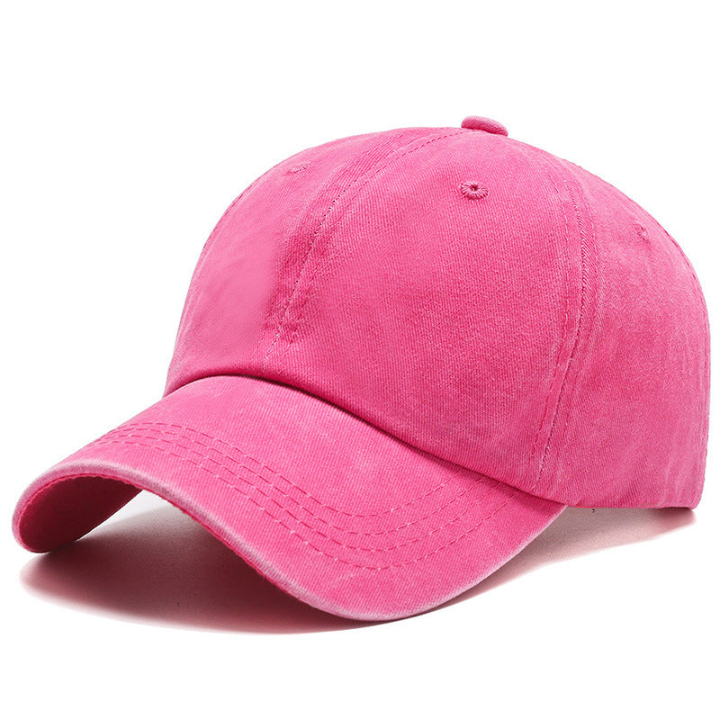Washed Cotton Adjustable Baseball Cap Dad Hat - Rose