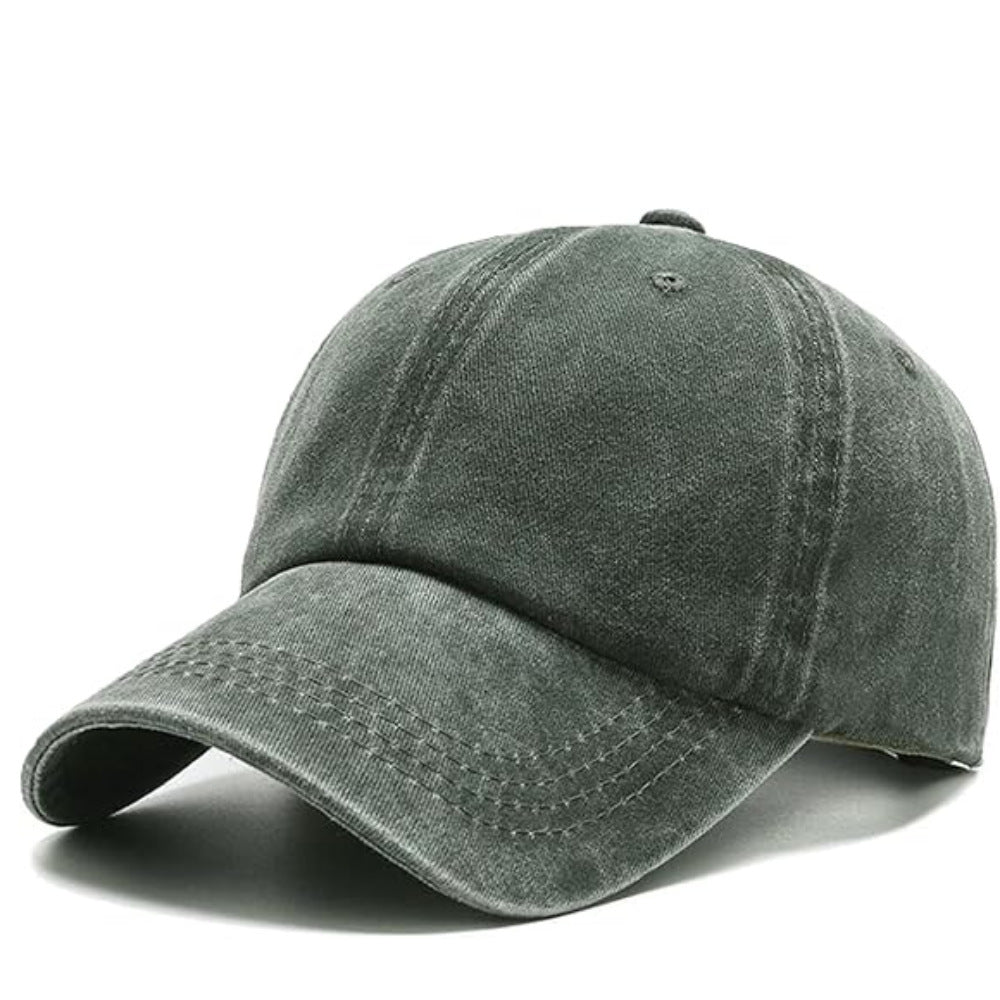 Washed Cotton Adjustable Baseball Cap Dad Hat - green
