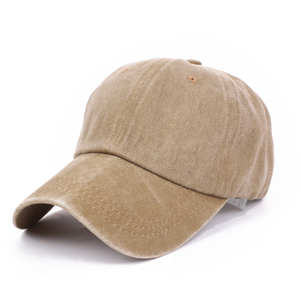 Washed Cotton Adjustable Baseball Cap Dad Hat - khaki