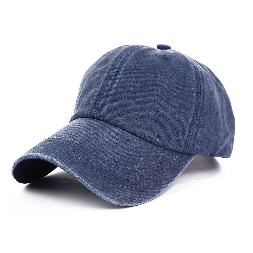Washed Cotton Adjustable Baseball Cap Dad Hat - navy