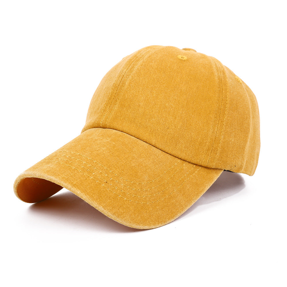 Washed Cotton Adjustable Baseball Cap Dad Hat - yellow