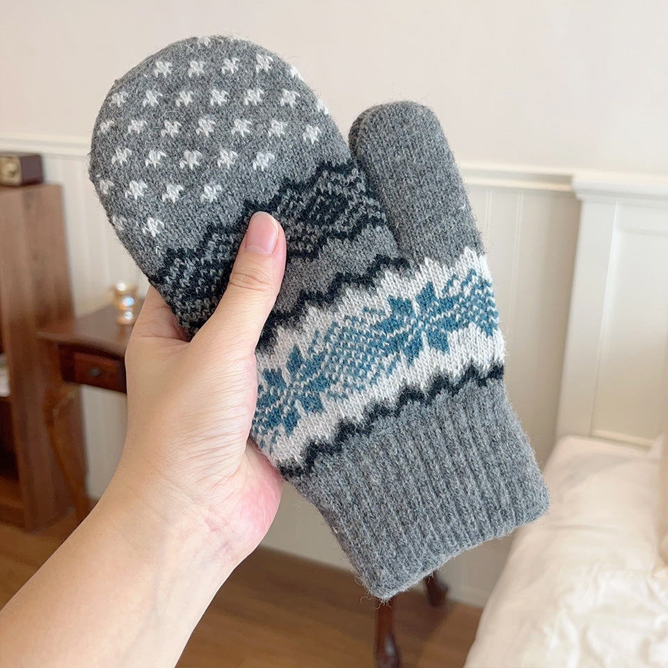 Cozy Snowflake Pattern Knit Winter Gloves - DarkGray
