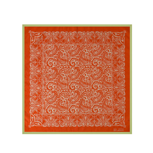 Allover Paisley Cotton Bandana Scarf - Orange