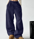 Sherpa Fleece Wide Leg Pull On Pants - DarkBlue