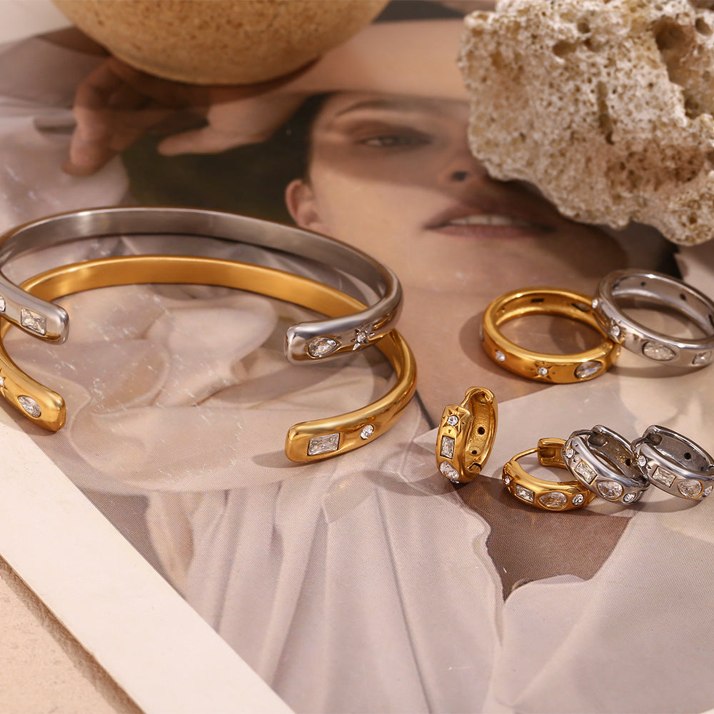 Star Set Crystal Cuff Bracelet and Ring - view 4