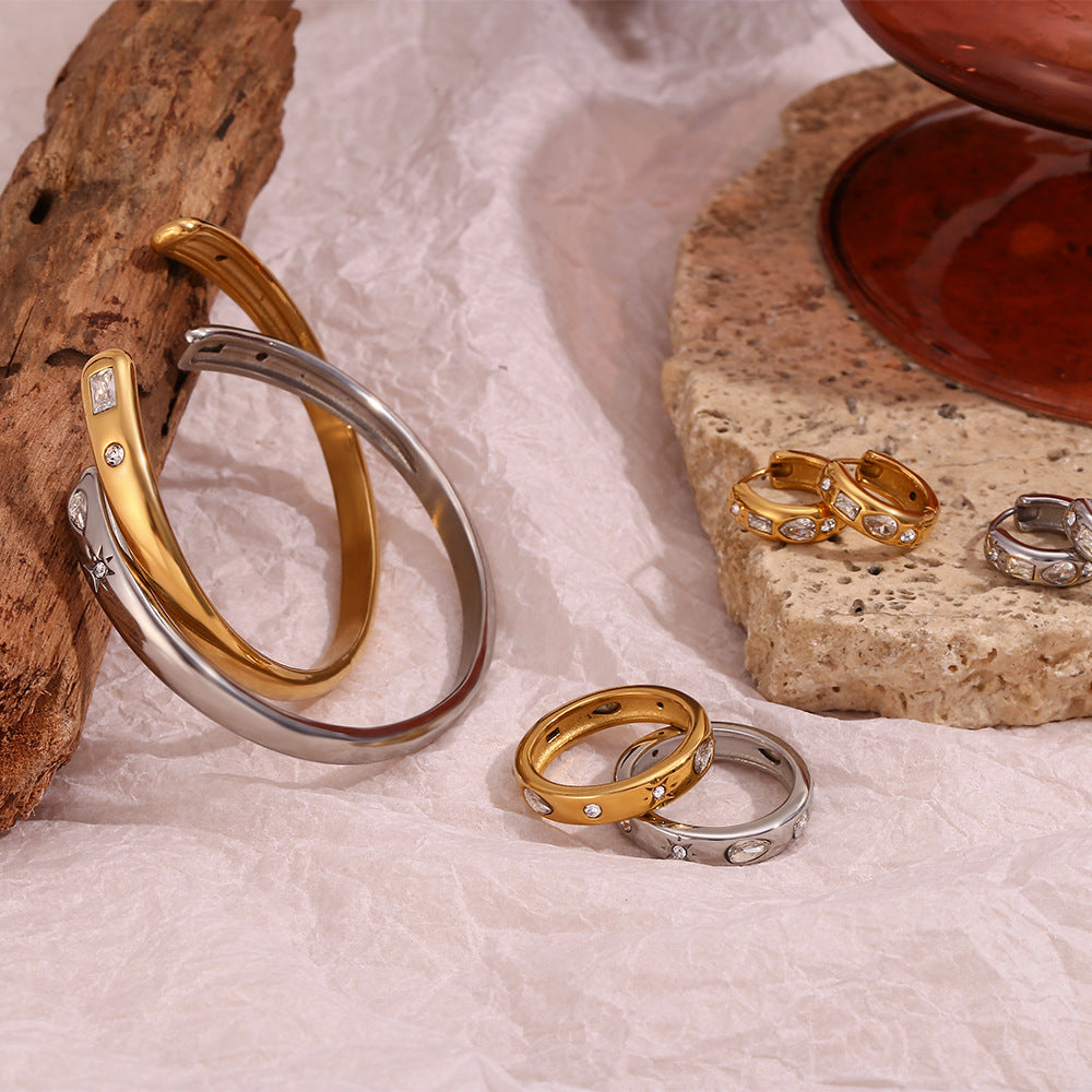 Star Set Crystal Cuff Bracelet and Ring - view 5