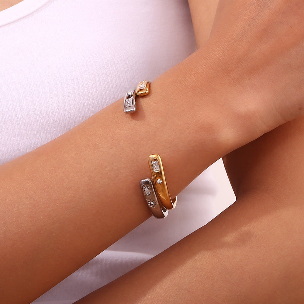 Star Set Crystal Cuff Bracelet and Ring - view 7