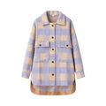 Buffalo Plaid Oversized Shirt Jacket - Purple