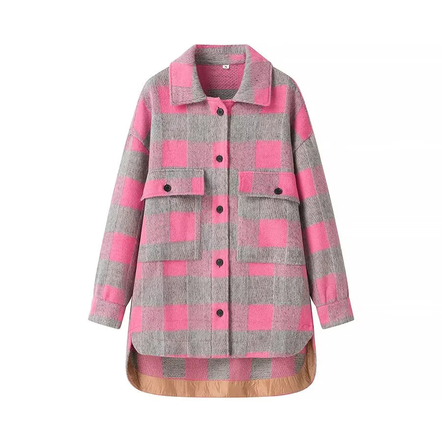 Buffalo Plaid Oversized Shirt Jacket - Rosered