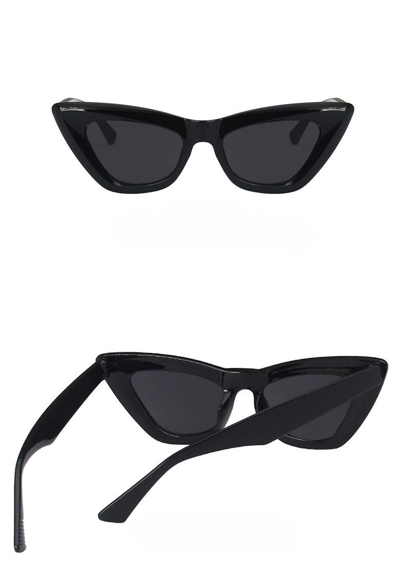 Retro Triangle Cat Eye Sunglasses - Black - 2