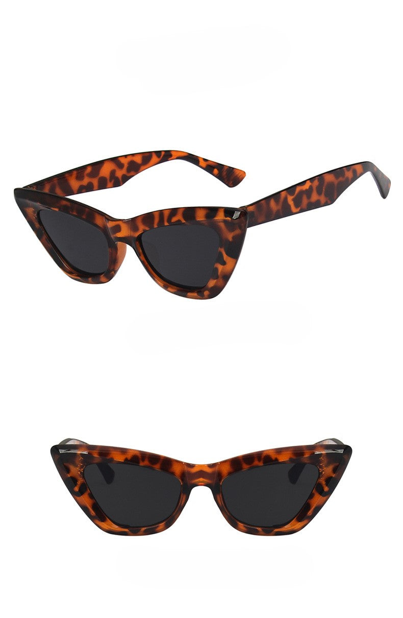 Retro Triangle Cat Eye Sunglasses - Leopard - 1