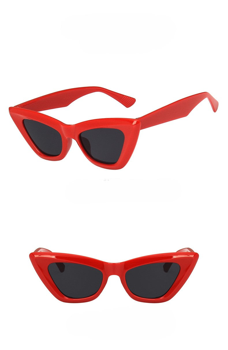 Retro Triangle Cat Eye Sunglasses - Red - 1