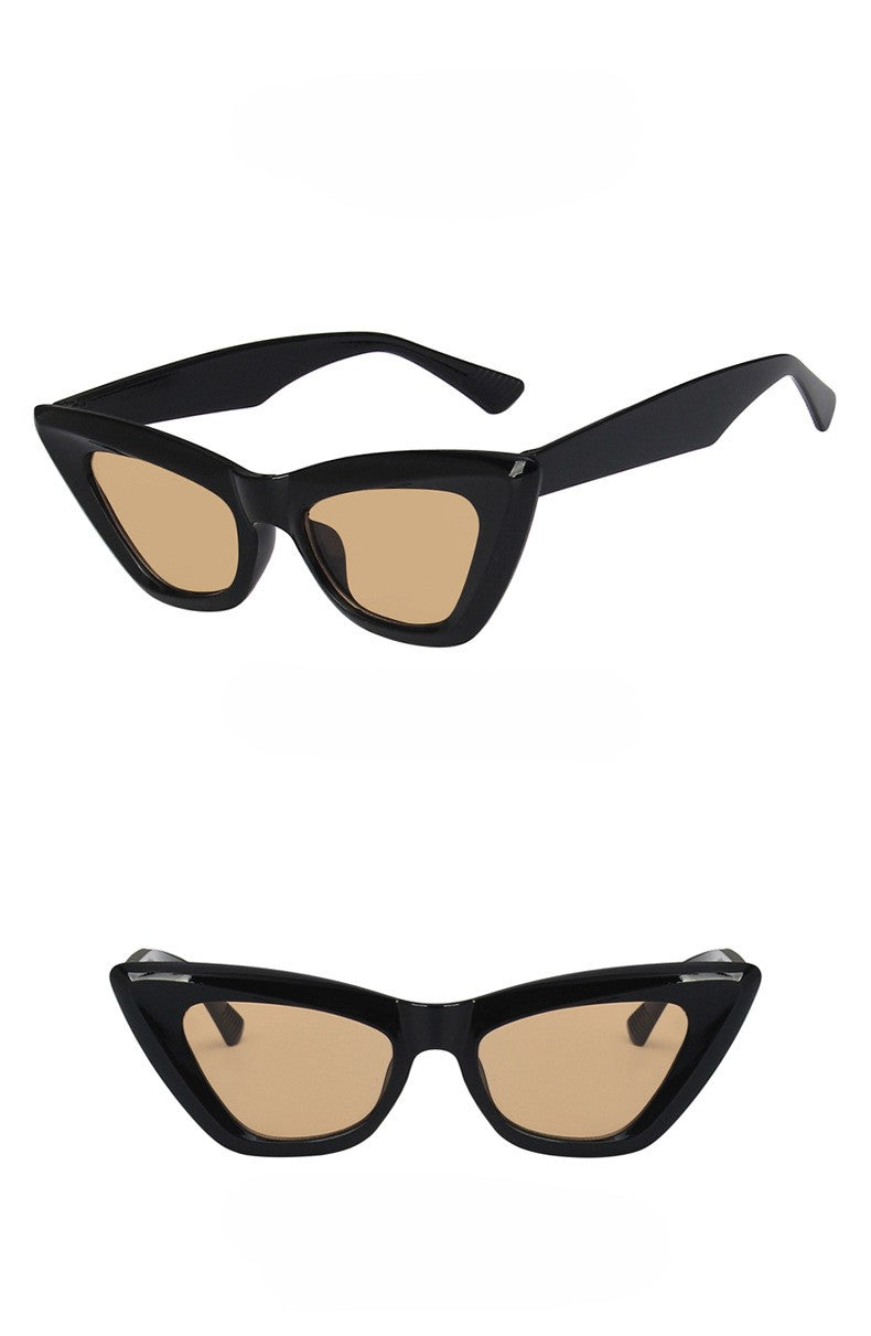 Retro Triangle Cat Eye Sunglasses - Tea  - 1