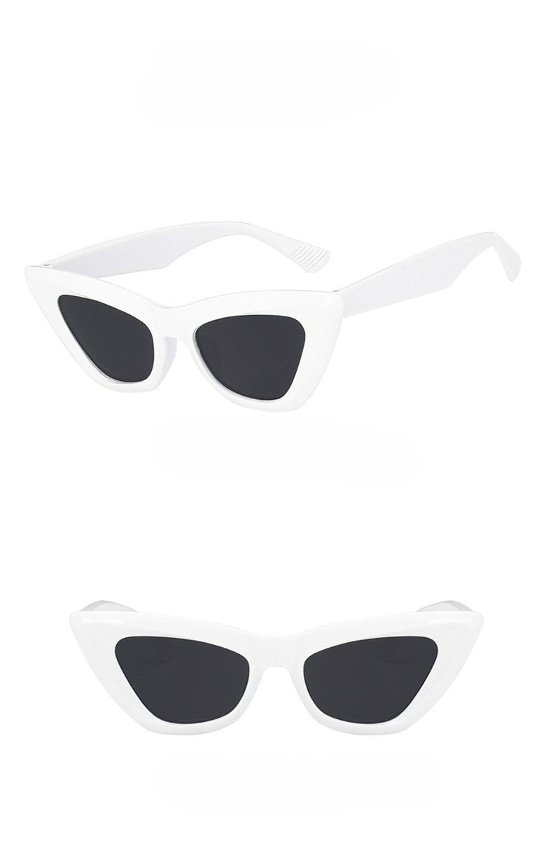 Retro Triangle Cat Eye Sunglasses - White - 1