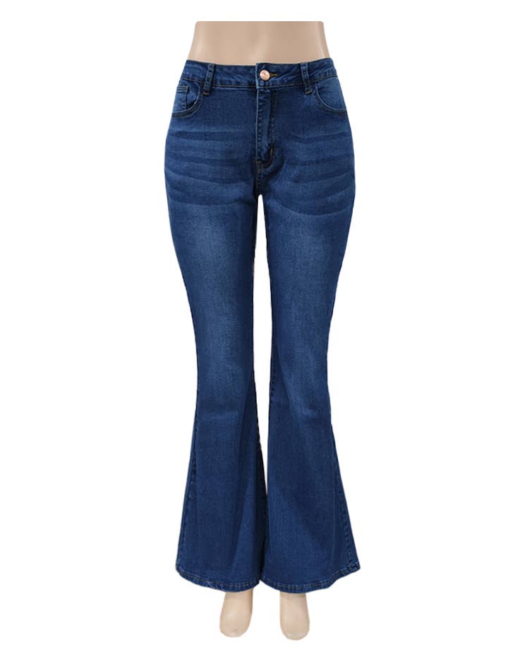 Stretch Low Rise Flare Denim Jeans