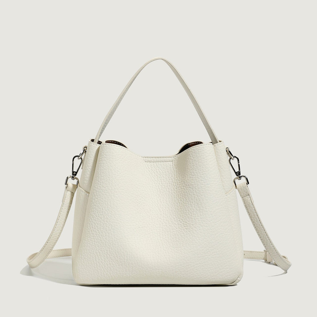 Pebbled Faux Leather Bucket Bag with Crossbody Strap
