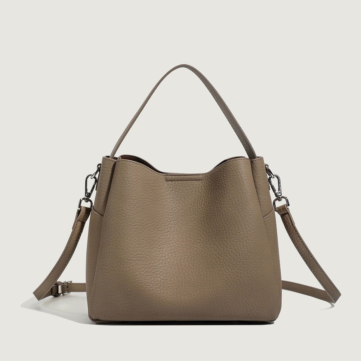 Pebbled Faux Leather Bucket Bag with Crossbody Strap
