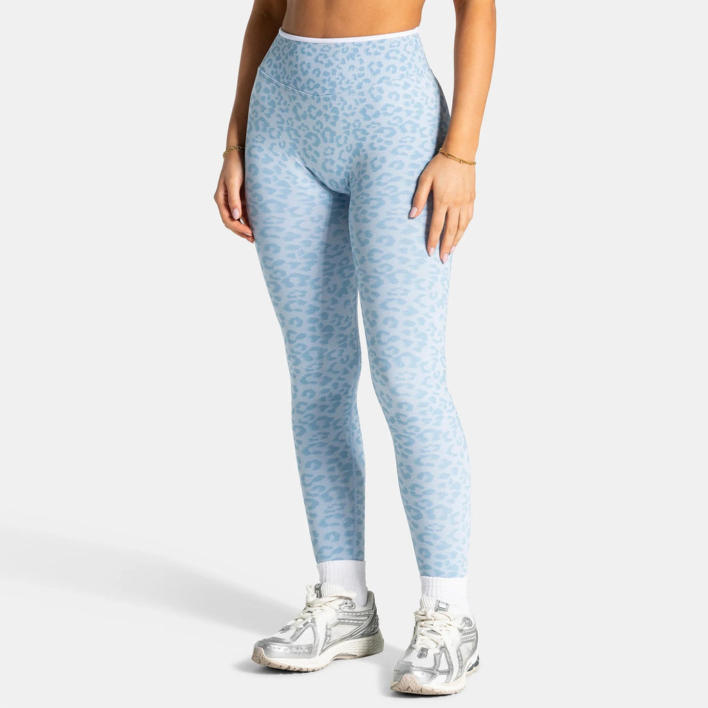 Leopard Seamless Contrast Trim High Waist Gym Leggings