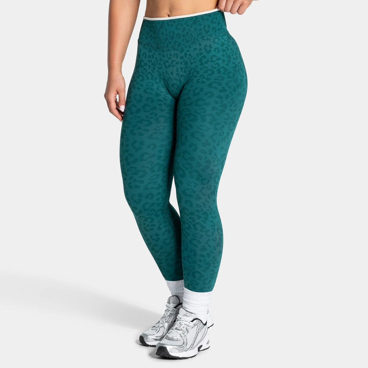 Leopard Seamless Contrast Trim High Waist Gym Leggings