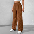 Corduroy Cargo Pocket Wide Leg Pants - Caramel