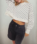 Drop Shoulder Butterfly Knit Pullover Sweater - white