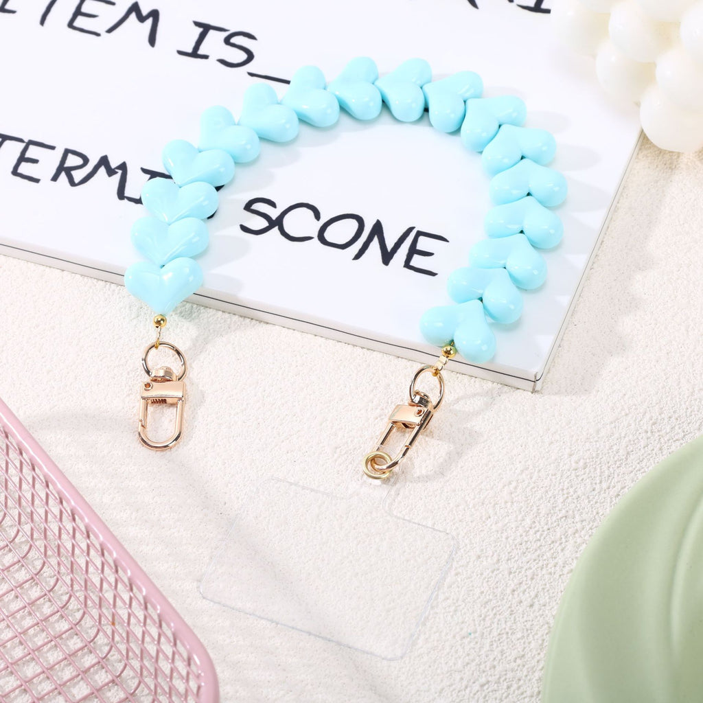 Glossy Chunky Heart Bead Bag Handle Strap - Light_Blue