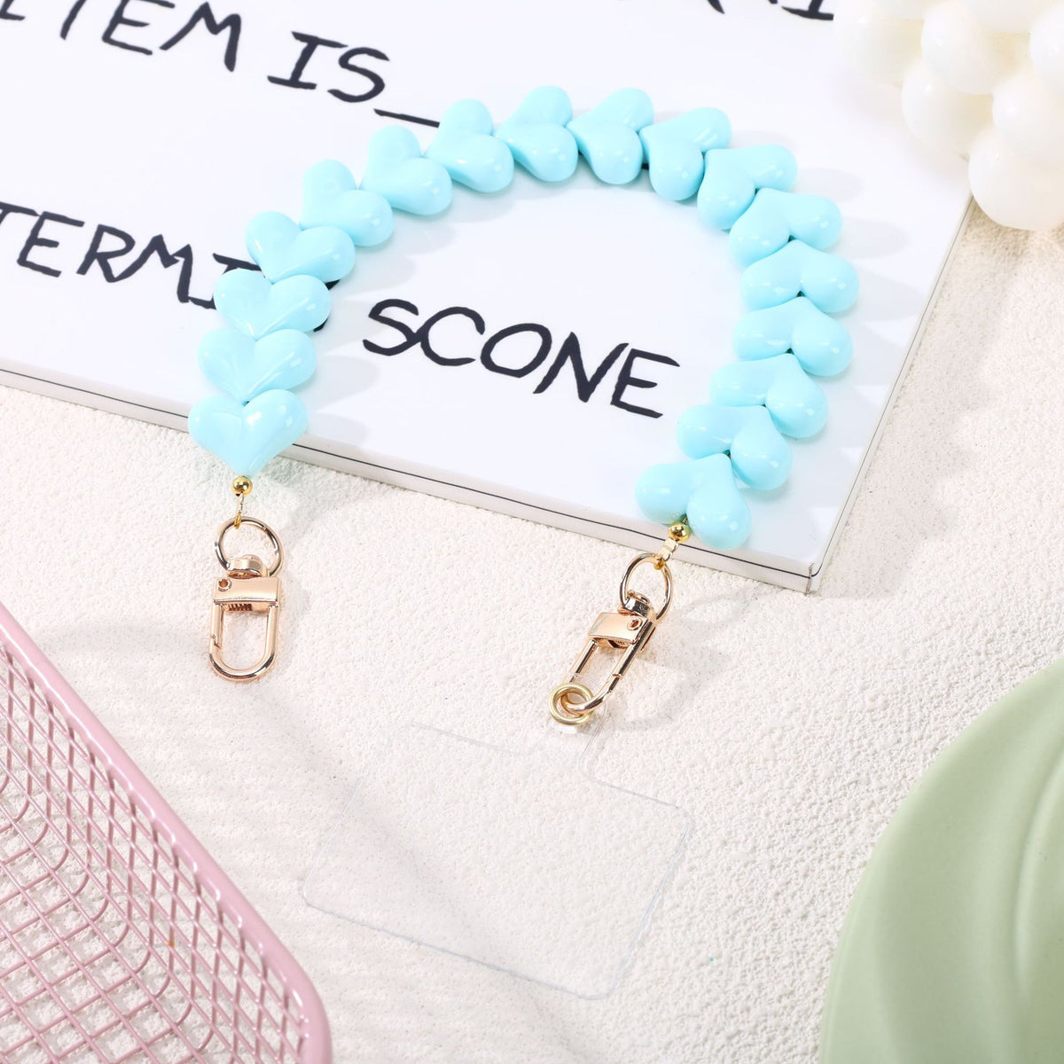 Glossy Chunky Heart Bead Bag Handle Strap - Light_Blue