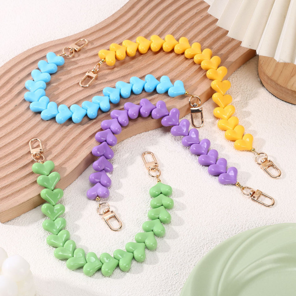 Glossy Chunky Heart Bead Bag Handle Strap