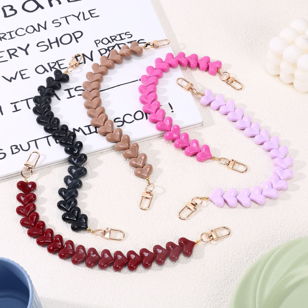 Glossy Chunky Heart Bead Bag Handle Strap - view 1