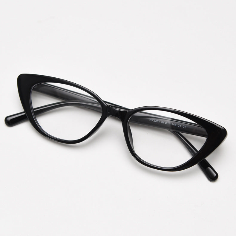 Pointed Cat-Eye Acetate Eyeglass Frames - Black - 1