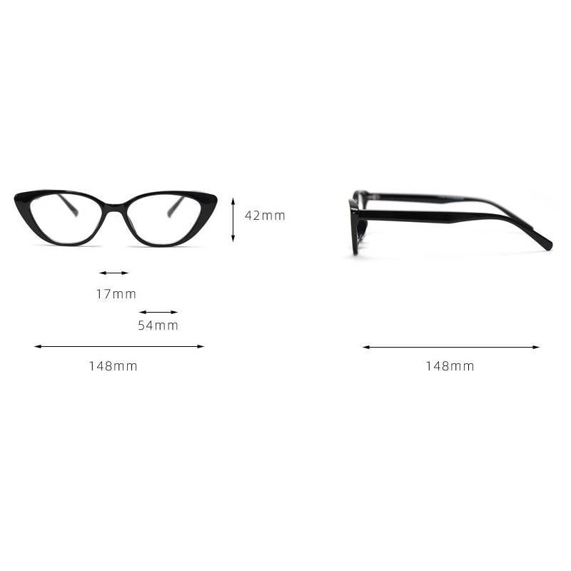 Pointed Cat-Eye Acetate Eyeglass Frames - Black - 4