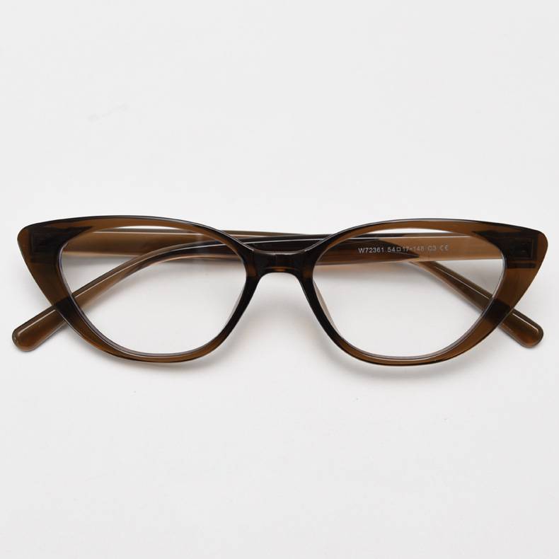 Pointed Cat-Eye Acetate Eyeglass Frames - Coffee