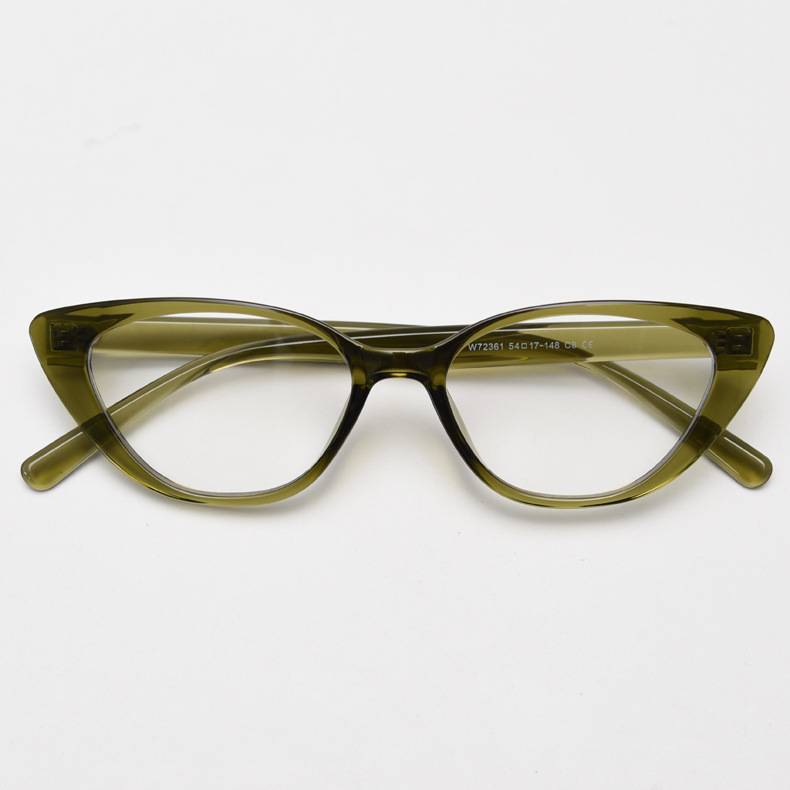 Pointed Cat-Eye Acetate Eyeglass Frames - Green
