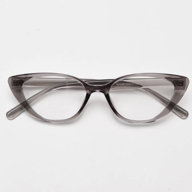Pointed Cat-Eye Acetate Eyeglass Frames - Grey
