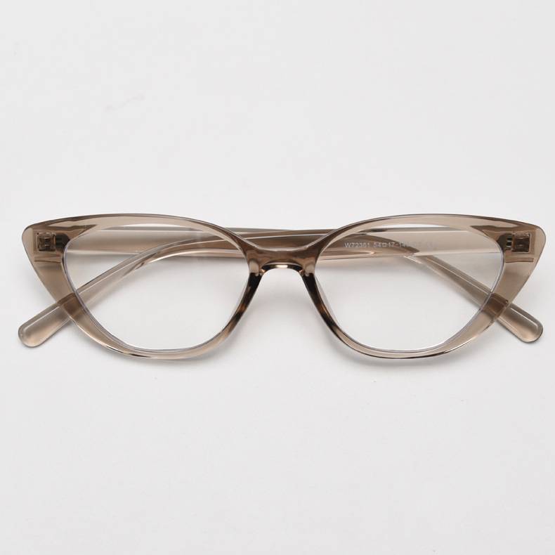 Pointed Cat-Eye Acetate Eyeglass Frames - Khaki
