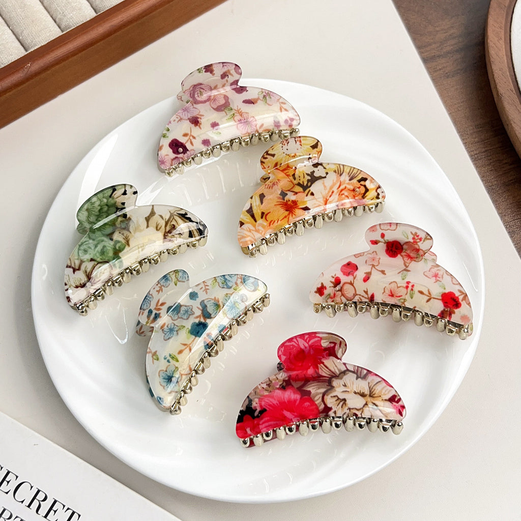 Ditsy Floral Marbled Hair Claw Clip - view 2