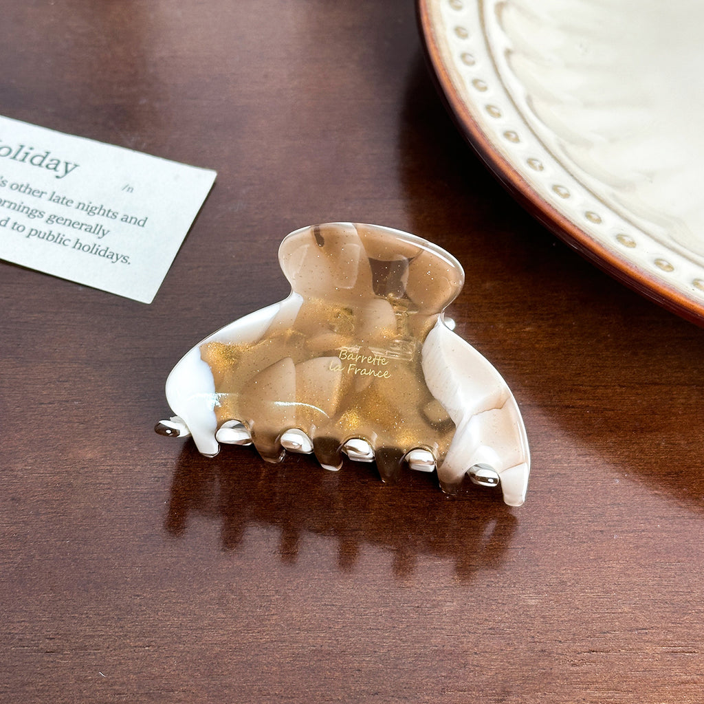 Swirl Pattern Acetate Hair Claw Clip - Semicircle_S