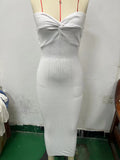 Twist Front Strapless Ribbed Bodycon Maxi Dress - White