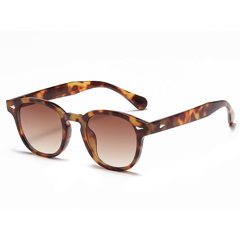 Round Keyhole Frame Retro Sunglasses - C1