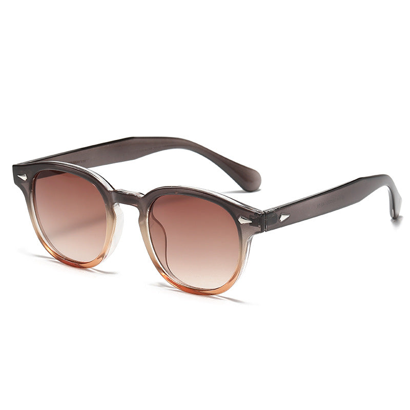 Round Keyhole Frame Retro Sunglasses - C3
