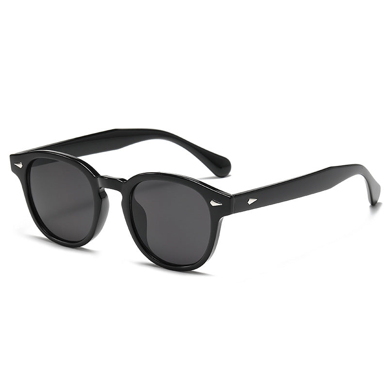 Round Keyhole Frame Retro Sunglasses - C4